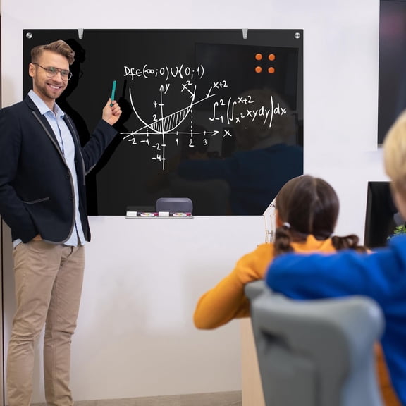 TANKEE Dry Erase Board Black Magnetic Glass Whiteboard
