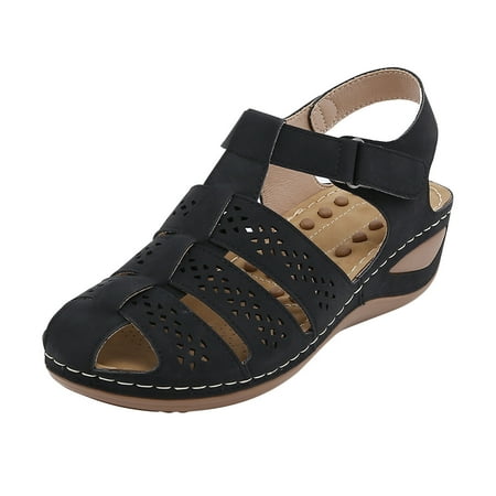 

Womens Sandals with Arch Support Hollow out Breathable Beach Shoes Summer Comfort Platform Casual Slip On Sandal