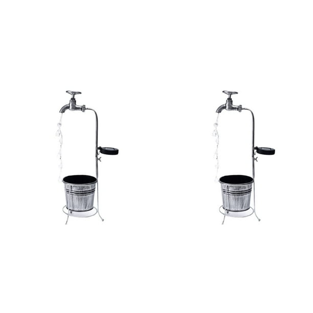 2X Luces de Grifo de Agua con Energía Solar, Lámpara LED Impermeable para Macetas, para Patio, Camino, , Césped, Jardín