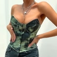 thumbnail image 4 of AherBiu Corset Tops pour les Femmes Sans Manches Coupe Basse Recadrée Débardeurs Slim Imprimé Clubwear Tube Cami Shirt, 4 of 6
