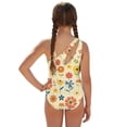 thumbnail image 2 of SEANATIVE 9-10 Years Girls One Piece Swimsuit One-Piece Bathing Suit with Mesh Skirt Cover Up Cut Out Stretchy Swimwear for Kids Children Teens, Daisy Flower Beige, 2 of 7