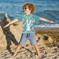 thumbnail image 3 of FORMRS Boys Rash Guard Short Sleeves Swim Shirt Quick Dry UPF 50+ Sun Protection, Sizes 3-12T, Cartoon Easter Bunny, 3 of 6