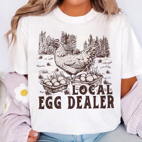 Local Egg Dealer T-Shirt, Funny Retro Chicken Tee, Trendy Chicken Lover Shirt, Farmhouse Chicken Shirt, Easter Chicken T-Shirt