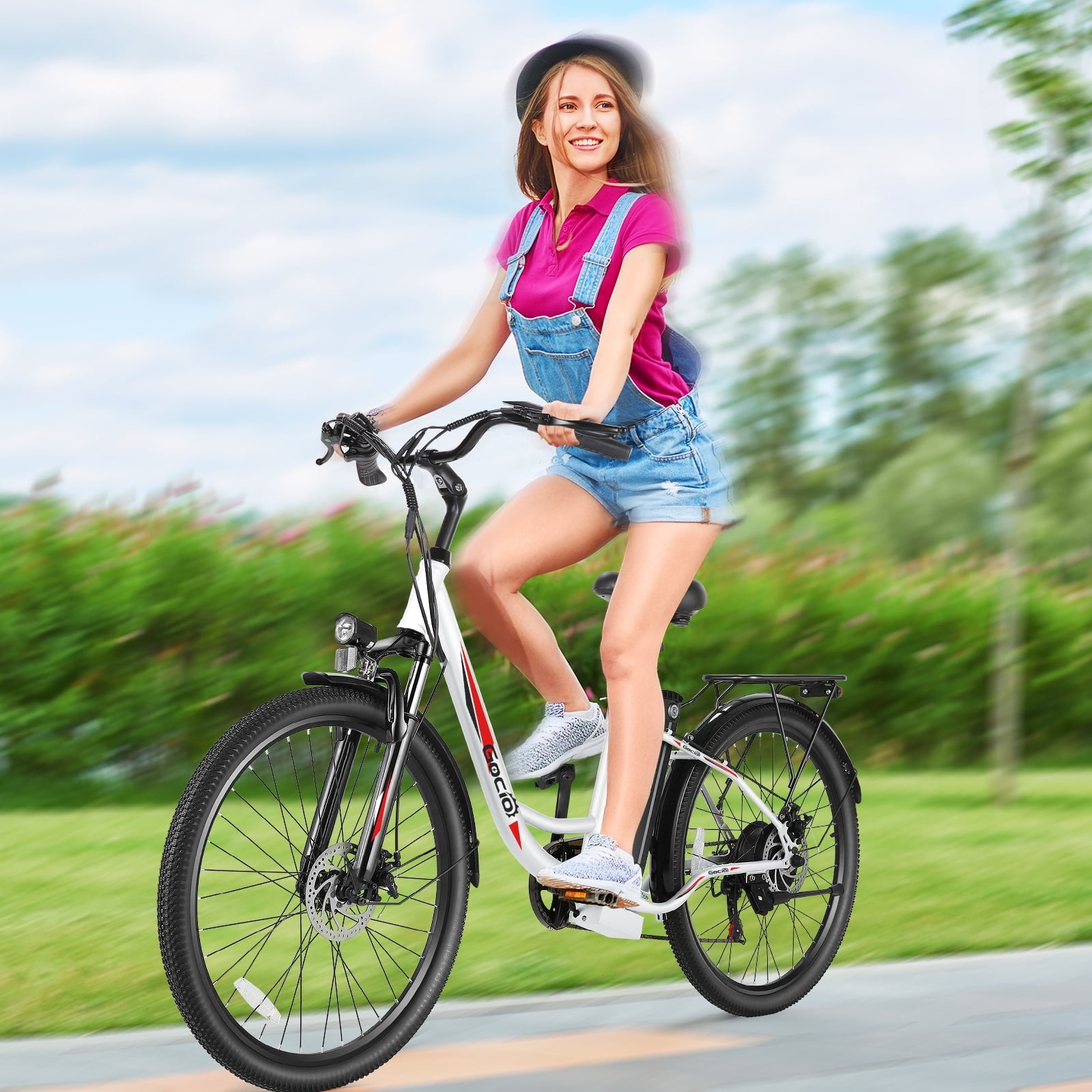 Gocio 26" Electric Bike for Adults, 750W Peak Motor Commuter E-Bike, 48V 7.8Ah Battery, 7-Speed, UL2849