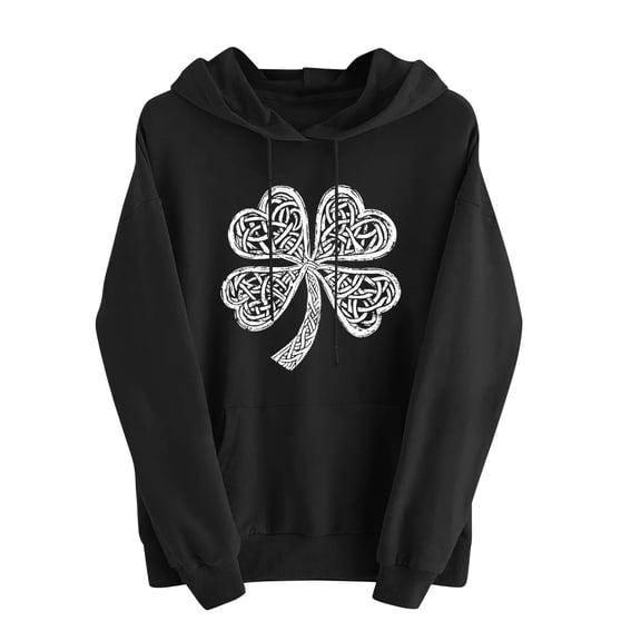 Fewfanhot Sweatshirts for Women Irish Clover Hoodie Women's Long Sleeve Pullover St Patricks Day Sweatshirts Hoodies