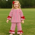 thumbnail image 2 of Gaexia Girls Long Sleeve Pajama Two Piece Set Striped Sleepwear Comfortable Loungewear For Children Soft Home Outfit Cozy Nightwear,Red,9-10 Years, 2 of 8