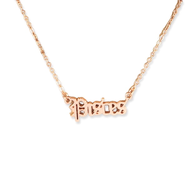 Qarigey Letra inglesa doce signos del zodiaco constelaciones tema collar del zodiaco Ins colgante cómodo único oro rosa Ropa, zapatos y accesorios Miscelánea Piscis Qarigey AP009332-05