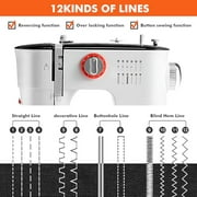Maxmarrt Mini Sewing Machine, Portable Sewing Machine for Beginners with 12 Built-in Stitches, Reverse Sewing, Dual Speed Kids Sewing Machine with Extension Table Foot Pedal