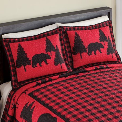 Woodland Buffalo Plaid Checkered Pillow ShamShamRed And Black
