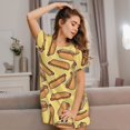 thumbnail image 3 of Balery Hot Dogs Motif Chemise de Nuit à Manches Courtes Col Rond Mignonne Robe de Nuit Confortable Vêtements de Détente, 3 of 6