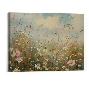 BCIIG Vintage Wildflower Canvas Wall Art Flowers Pictures Classical Paintings  Prints Botanical Floral Wall Decor for Farmhouse Living Room Bedroom Bathroom  Unframed  20"x16" 20x16in