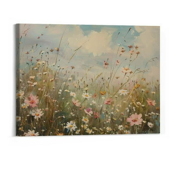 BCIIG Vintage Wildflower Canvas Wall Art Flowers Pictures Classical Paintings  Prints Botanical Floral Wall Decor for Farmhouse Living Room Bedroom Bathroom  Unframed  20"x16" 20x16in