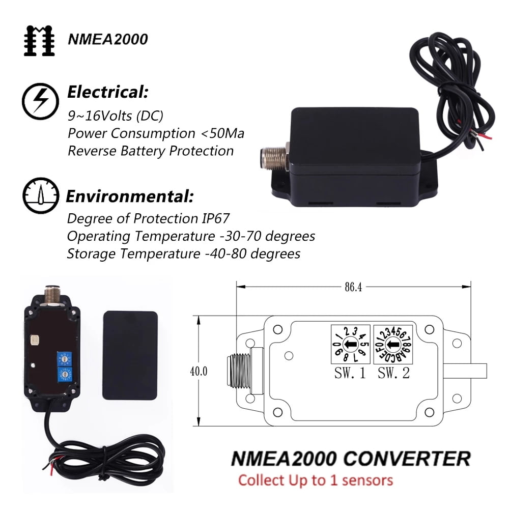Buy Growment NMEA2000 Converters Fit for Boat Yacht Tank Gauge CX5001