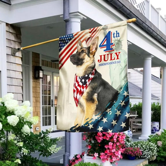 Flagwix American Flag German Shepherd. Happy 4th Of July American Flag Polyester Double-sided Printed House Flag