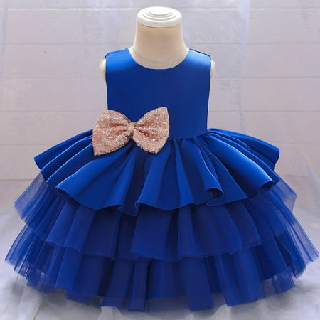 

Summer Savings Clearance 2023! loopsun Toddler Girls Net Yarn Embroidery Rhinestone Bowknot Birthday Party Gown Long Dresses Headband Suit Blue 3-4Years