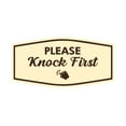 thumbnail image 1 of Signs ByLITA Fancy Please Knock First Outdoors Decoration Sign (Ivory/Dark Brown) - Medium, 1 of 6