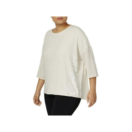 Calvin Klein Womens Plus Size Drop Shoulder Logo Top