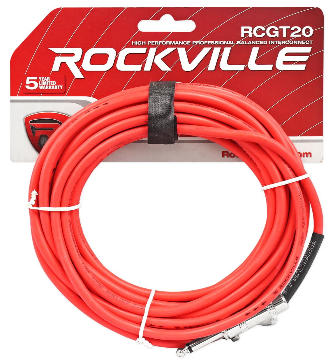 4 Rockville 20'  1/4" TS to 1/4'' TS Guitar/Instrument Cable (2 Red and 2 Blue)