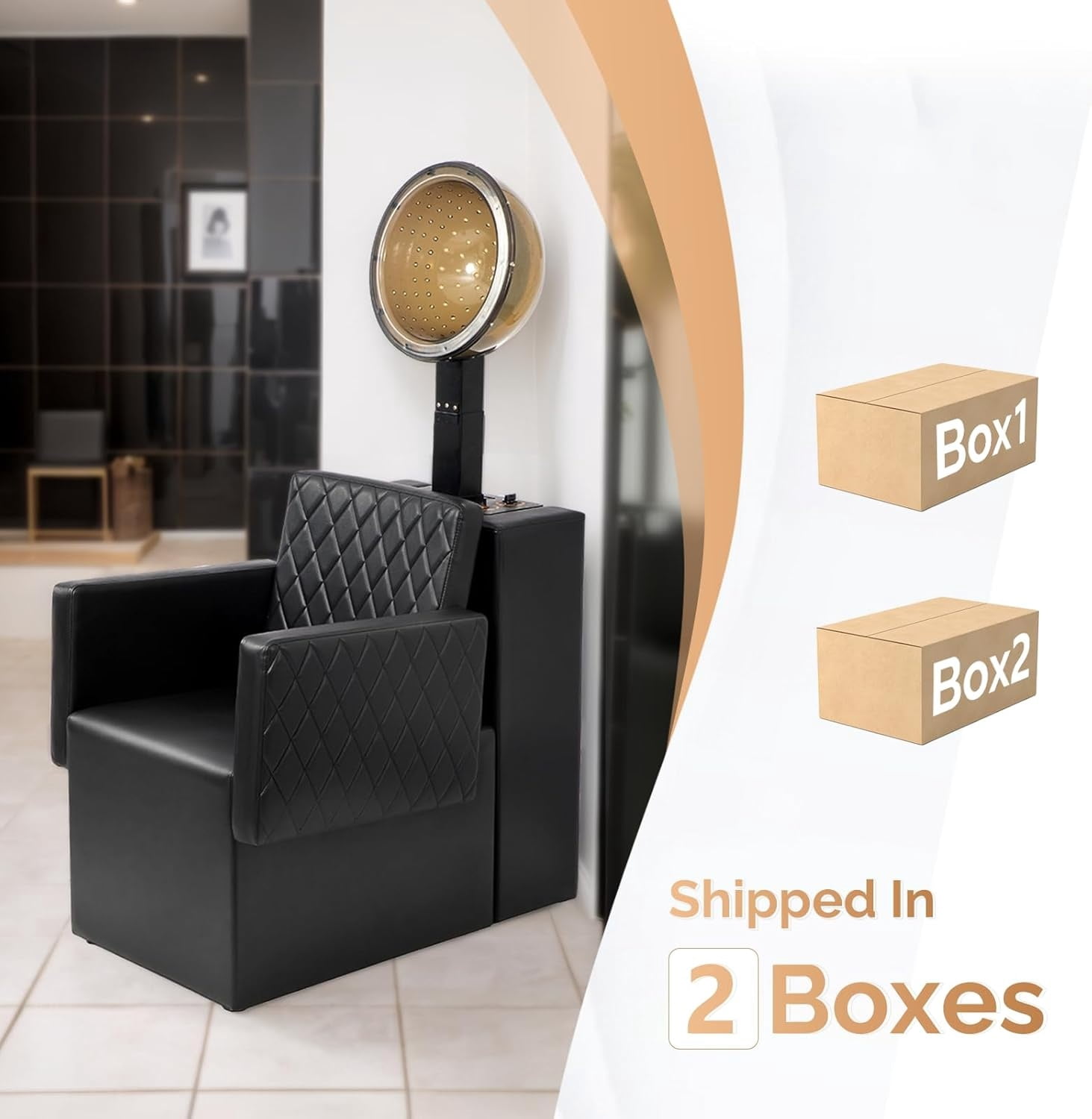 Ktaxon Dryer Chairs for Salon, Professional Hair Dryer Chair Fit for Hooded Dryer, Extra Wide Seat, Beauty Salon Barbershop Furniture, Black