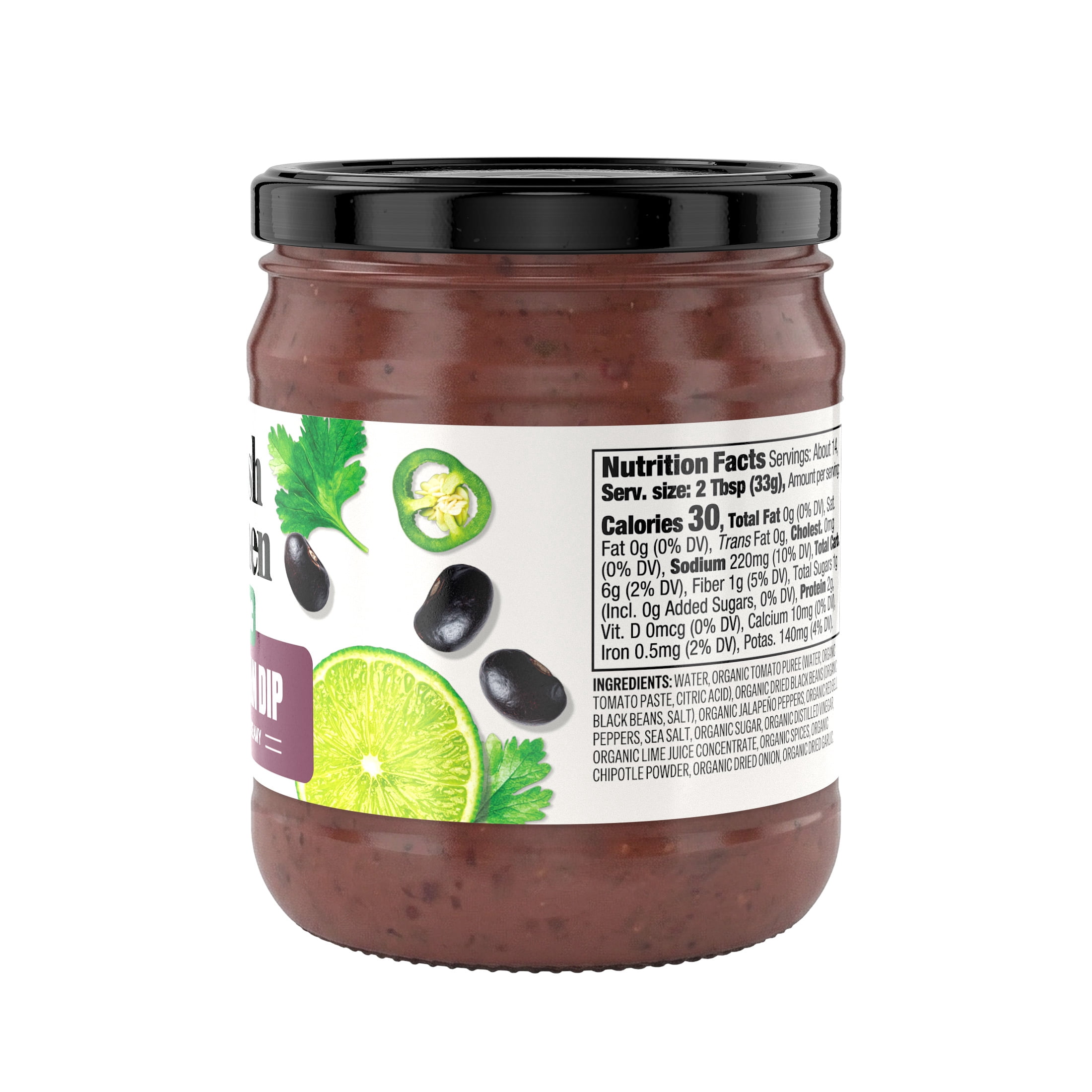 (2 pack) Smash Kitchen Organic Mild Black Bean Salsa Dip, 16 oz