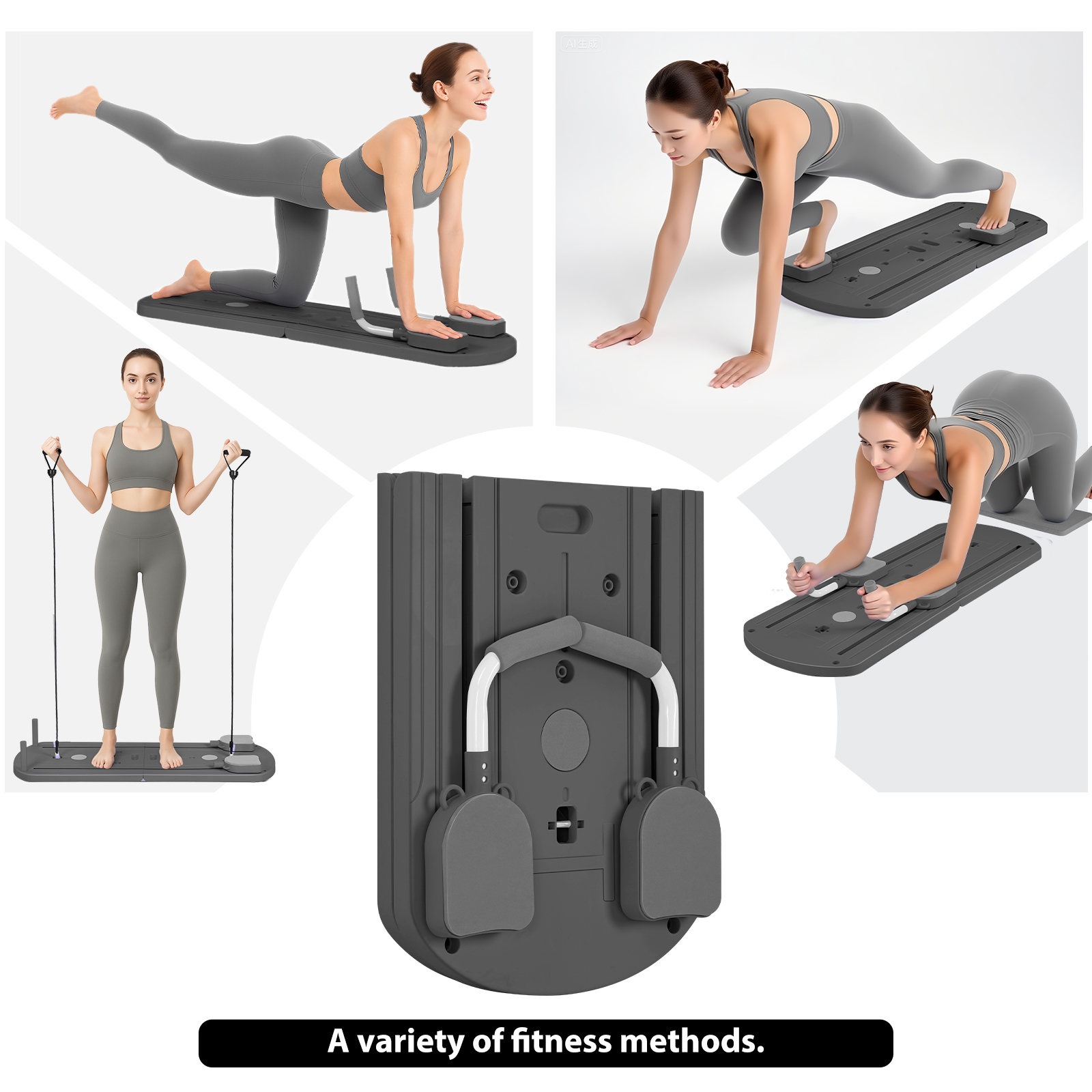 8-in-1 Foldable Core & Full Body Workout Board, Multifunctional Home Gym Fitness Plank Trainer with Resistance Bands