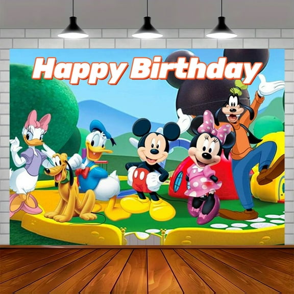 Mickey and Minnie cartoon theme birthday flag Background flag Children's party decoration items Photography photo props 150*100CM
