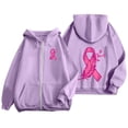 thumbnail image 2 of Lumtrix Breast Cancer Awareness Hoodies Zip Up For Women Track Jackets Long Sleeve Pink Ribbon Awareness Hoodies Jacket With Pockets Light Purple S, 2 of 6