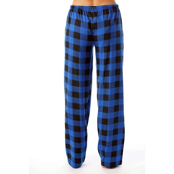 TQWQT Womens Pajama Pants Matching Lounge Pants Comfy Sweatpants Buffalo Plaid Christmas Flannel Pajamas Cute Fuzzy Drawstring Sleepwear Blue XL