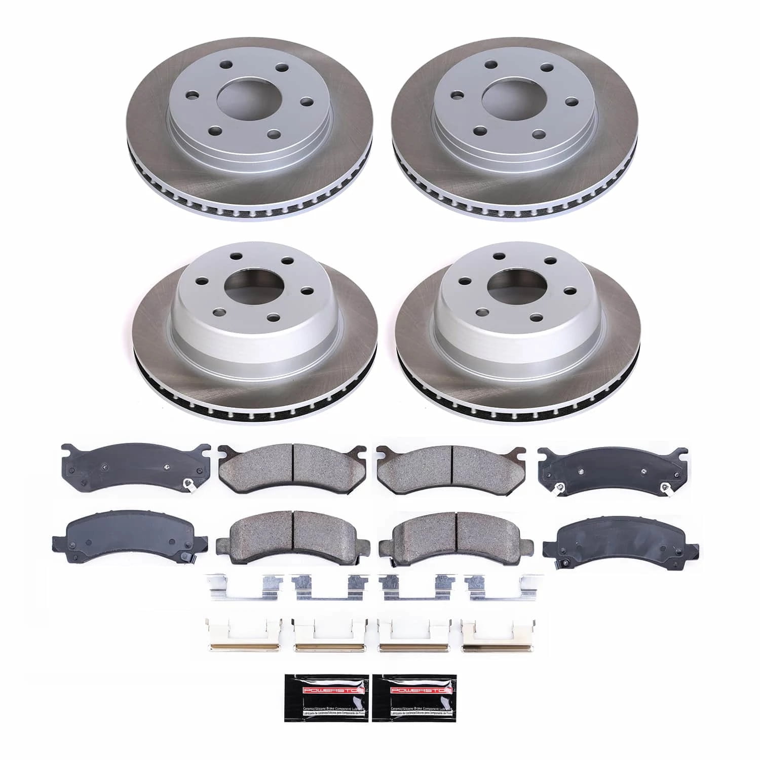 PowerStop Front and Rear Semi-Coated Rotor and Low-Dust Ceramic Brake Pad Kit SC2016