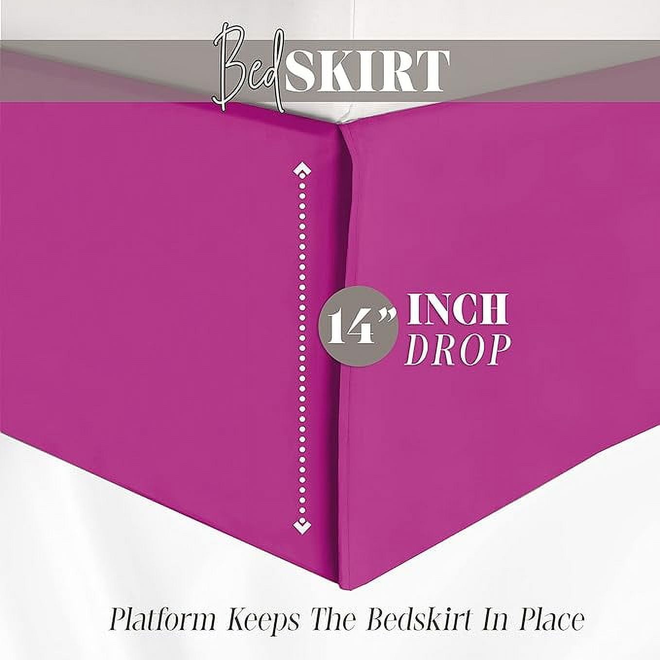 Elegant Comfort 1-Piece Solid Bed Skirt, 1500 Series, Minimalist Design with a Modern Look- Easy Care, Wrinkle and Stain Resistant, Bedskirt, Queen, Fuchsia Pink