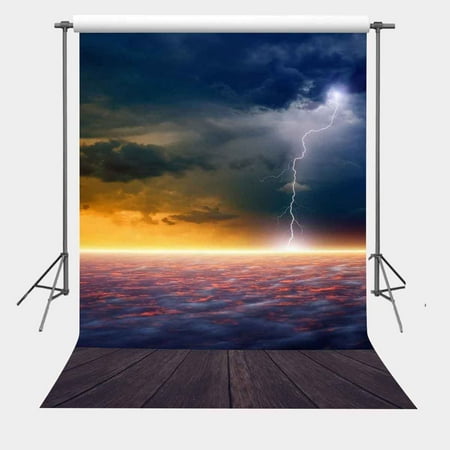 Image of Polyester Fabric 5x7ft Lightning Hit the Sea Photography Backdrop Photo Props