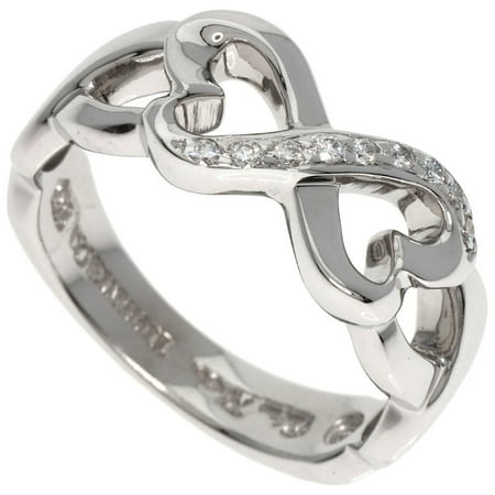 Pre-Owned Tiffany & Co. Double Loving Heart Diamond Ring, 18K White Gold, Women's,... (Good)