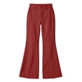 thumbnail image 6 of Tqcoqu Women's Cotton Linen Flare Pants,High Waist Wide Leg Button Zip Pants with Pockets,Casual Straight Flared Trousers, 6 of 6