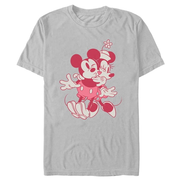 Mens Mickey & Friends Cute Duo Kiss Pose T Shirt