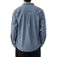 thumbnail image 4 of LODIENY Striped Long Sleeve Dress Shirt for Men Button Down Collared Baggy Stylish Work Blouses with Pockets Dark Blue XL, 4 of 4