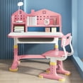 thumbnail image 4 of AQSQ Kids Study Desk and Chair Set, Children School Study Drawing Desk Chair Height Adjustable Kids Table Desk and Chair Set with Storage Drawer, Pink, 4 of 8