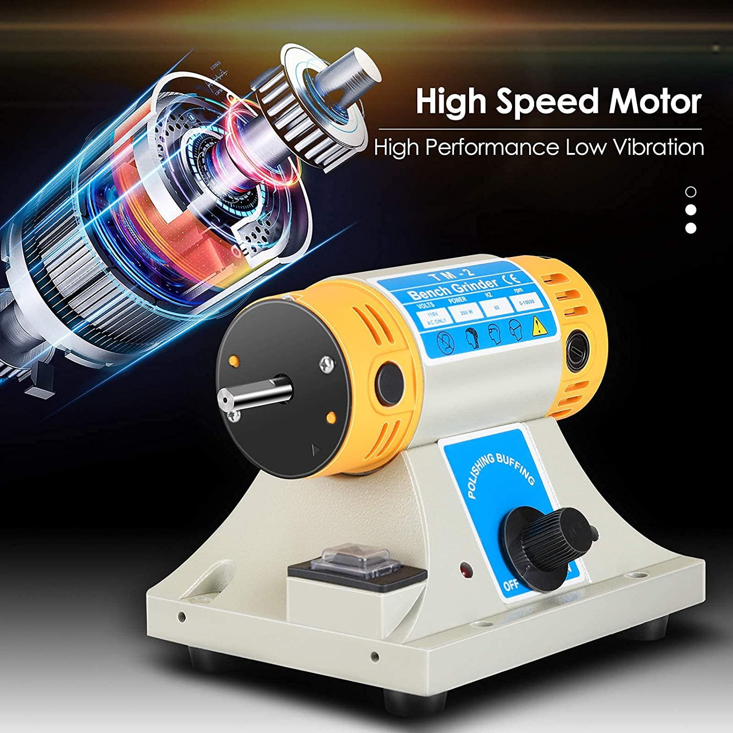 TOPCHANCES Upgraded Gem Jewelry Bench Polisher Polishing Grinding Machine Mini Table Saw Rock Lapidary Polisher DIY Lathe Machine 10000rpm 350W