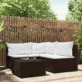 thumbnail image 1 of vidaXL 4 Piece Garden Lounge Set with Cushions Brown Poly Rattan, 1 of 5