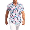 thumbnail image 2 of JULMCOMO Hawaiian Shirt for Men Tropical Print Collared Short Sleeve Casual Button Down Shirt Summer Beach Vacation Tees with Chest Pocket Red XL, 2 of 6