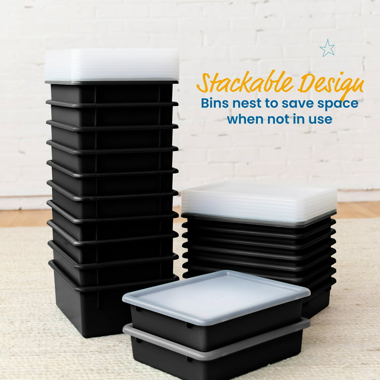 Ecr4kids Bendi-Bins with Handles, Flexible Plastic Storage, 14.6in x 11.4in 6-Piece Pastel