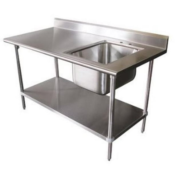 Diversified Woodcrafts 250496 Stainless Steel Prep Table, Sink Side