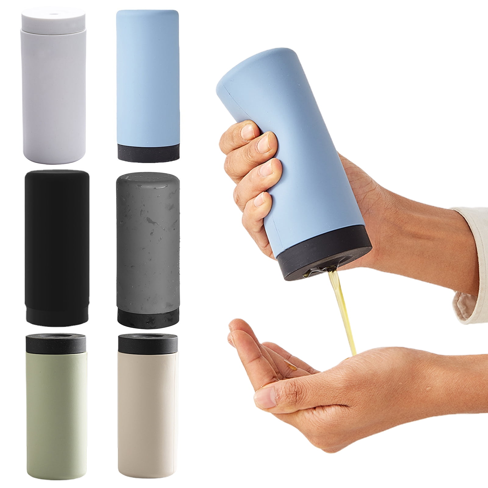 240ml Silicone Soap Dispenser Liquid Soaps Lotions Essential Oils Refillable Leakproof Bottle Home Soap Container,Black