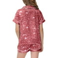 thumbnail image 5 of Tfken Sleepwear For Girls Kids Size 2 Years-3 Years Buttery-Soft Sequins Print Short Sleeve Short 2Pc Fashion Pink Outfits, 5 of 6