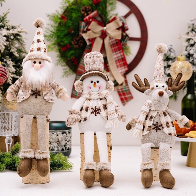 SUSUchens Adornos de muñeca navideña Muñeco de nieve Alce Juguete de peluche de patas largas Decoración navideña Muñeco de peluche Regalo para niños Amigos Estilo familiar C