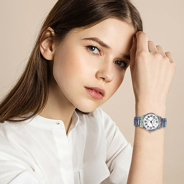 Avaner Stretch Band Watches for Women: Bohemia Flower Easy Reader