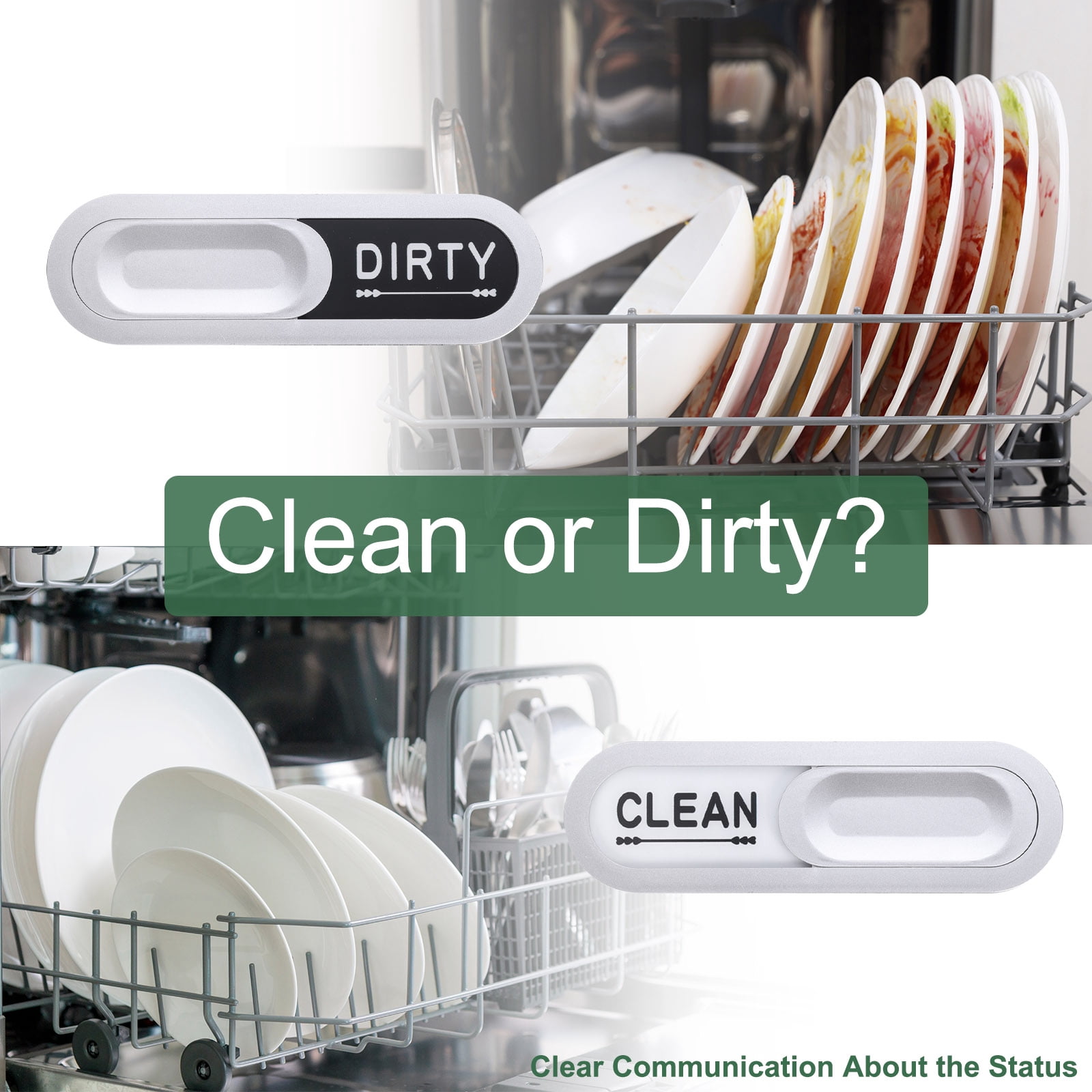 Unique Bargains Dishwasher Magnet Clean Dirty Sign Dishwasher Hotel Magnet Silver