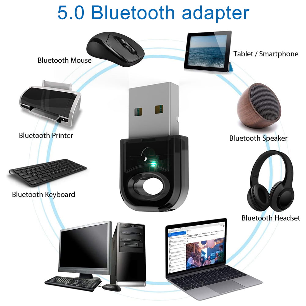 Plug & Play Bluetooth Dongle/Stick für PC Maus und Drucker Wireless Übertragung unterstützt Windows 10/8.1/8/7 Tastatur Desktop Laptop USB Bluetooth 5.0 Adapter Headset Lautsprecher 