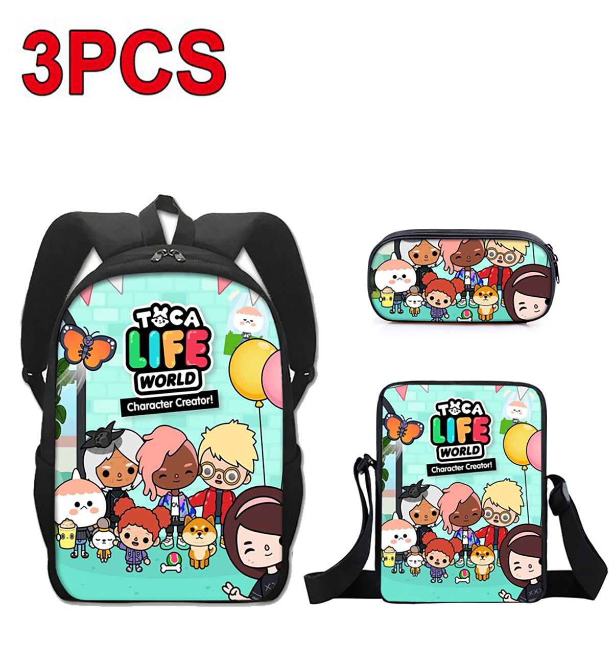 OLOEY 3-PACK Toca Boca School Bags for Girls & Boys Primary & Middle ...