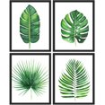 thumbnail image 3 of PixonSign Framed Tropical Island Banana Palm Leaf Wall Art, Set of 4 Nature Wilderness Wall Decor Prints, Botanical Floral Leaves Wall Décor, Home Artwork for Office, Bedroom - 11"x14" Black, 3 of 5