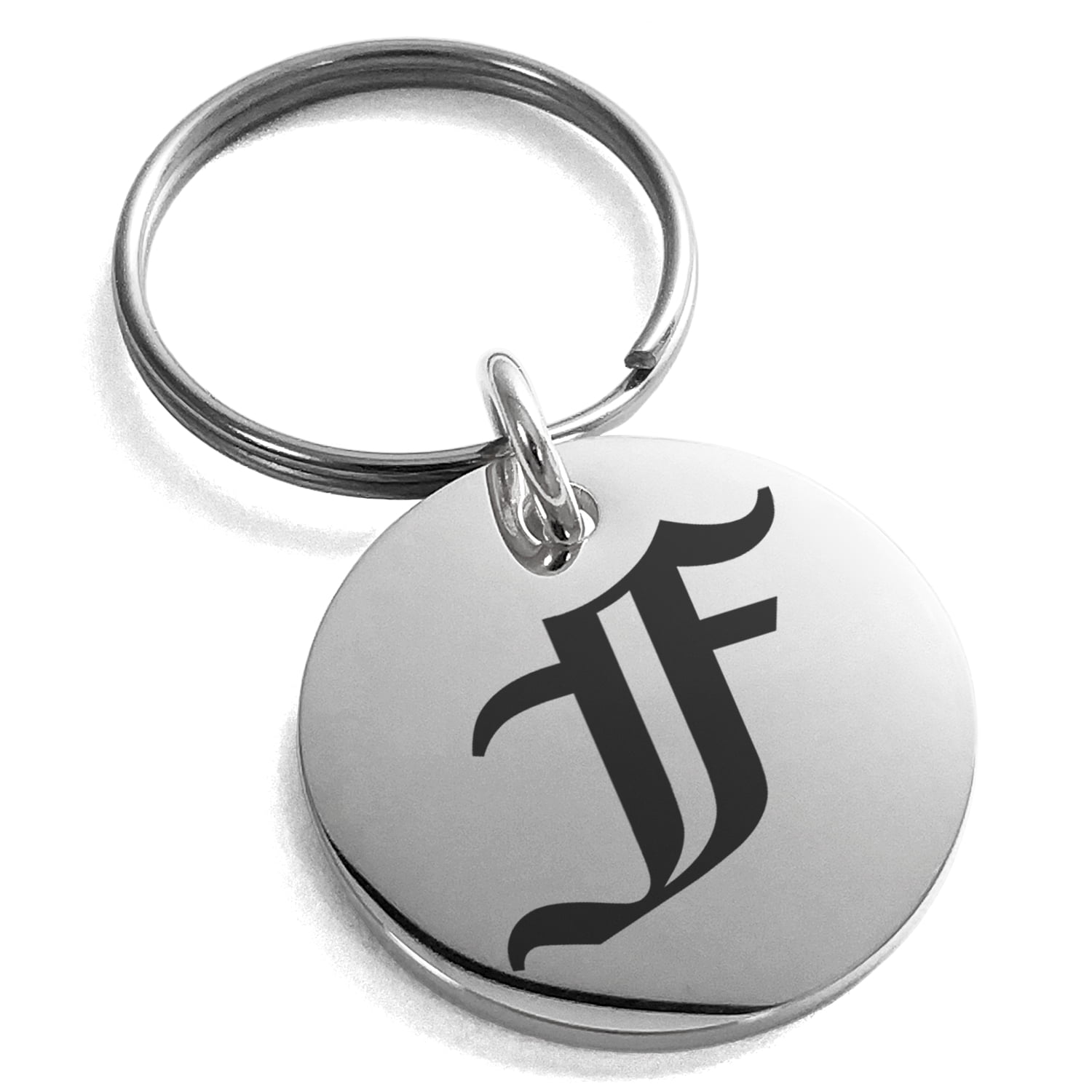 Stainless Steel Letter F Initial Old English Monogram Engraved Small ...